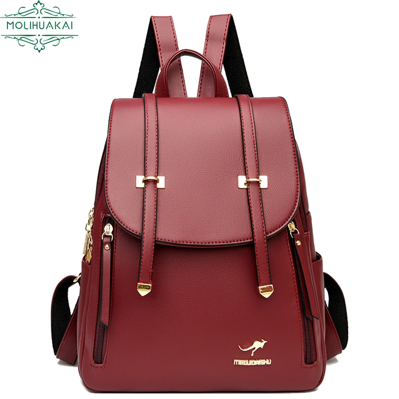 2022 New Women Backpack High Quality Leather Backpack Large  display picture 2