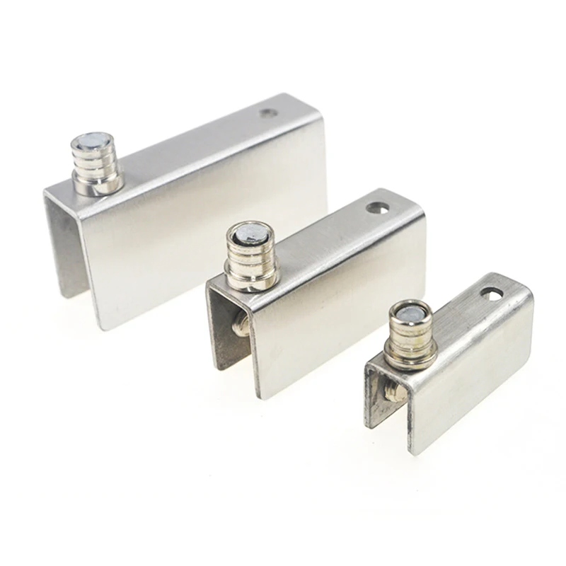 Glass Pivot Hinge Rotation Axis Stainless Steel Furniture Wine Cabinet Clamp Clip Shaft Hidden Glass Door Hinge