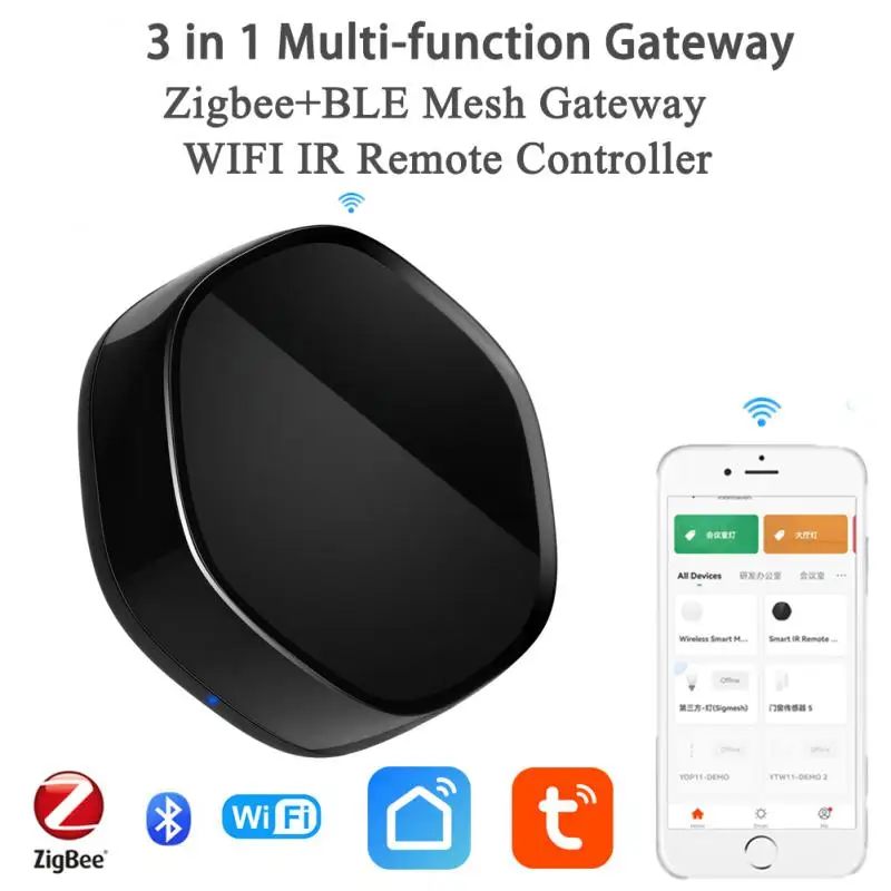 

Tuya Smart Multi-function Gateway IR Control BLE Mesh+Zigbee3.0 Hub APP Remote Control Compatible With Alexa/Echo Google Home