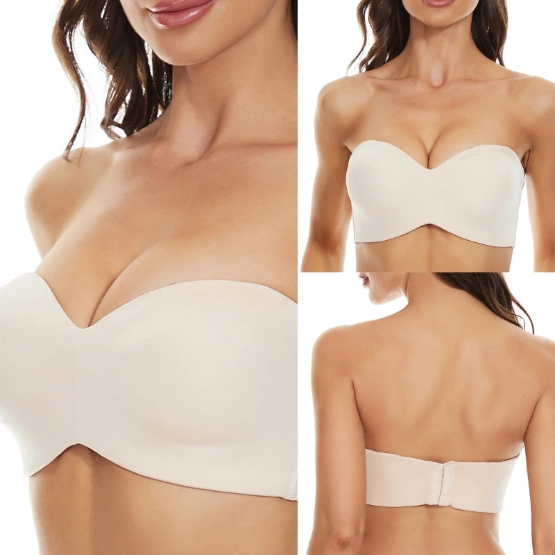 L93FWomenLargeBustBandeauUnderwireMinimizerStraplessBrawith