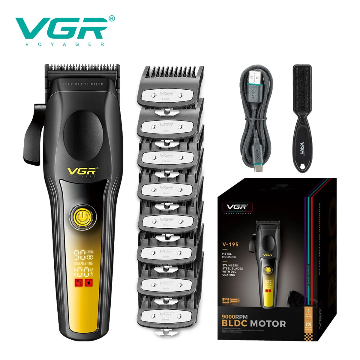 VGR الرجال الشعر المتقلب مقص الشعر المهنية Led آلة...