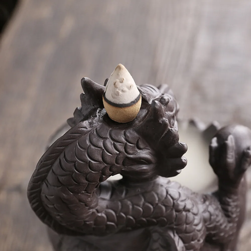 Dargon Skull Statue Home Decoration Fantasy Gifts Skull Backflow Incense Burner Creative Home Aromatherapy Gift - No Incense