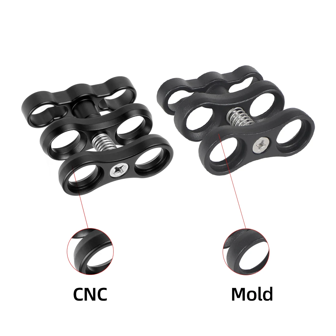 알루미늄 CNC 1 볼 헤드 버터 플라이 클립 다이빙 라이트 암 클립 어댑터 브래킷 홀더 Gopro DJI 액션 SLR 카메라 수중