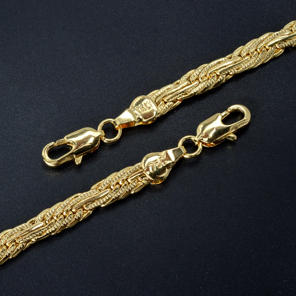 Sunny Jewelry Interlaced-Halskette für Männer und Frauen, 18 Karat vergoldete Kupfer-Halskette, modischer klassischer Party-Schmuck, 45,7–61 cm – Detail 5