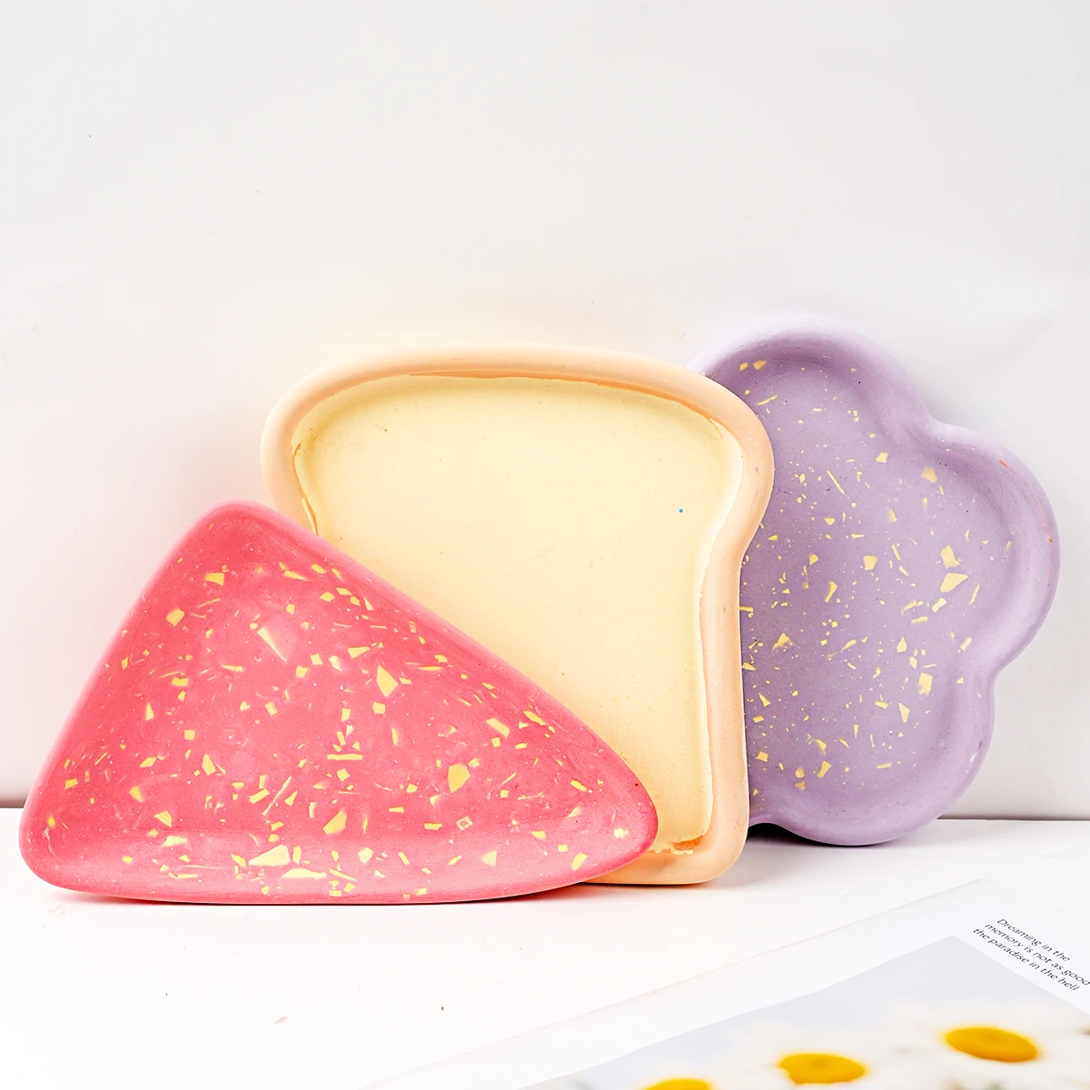 Silicone Mold Cheese Tray Plum Blossom Shape DIY Sandwich Kitchen Storage Plate Gypsum Drop Gum Resin Mould Home Decor Crafts