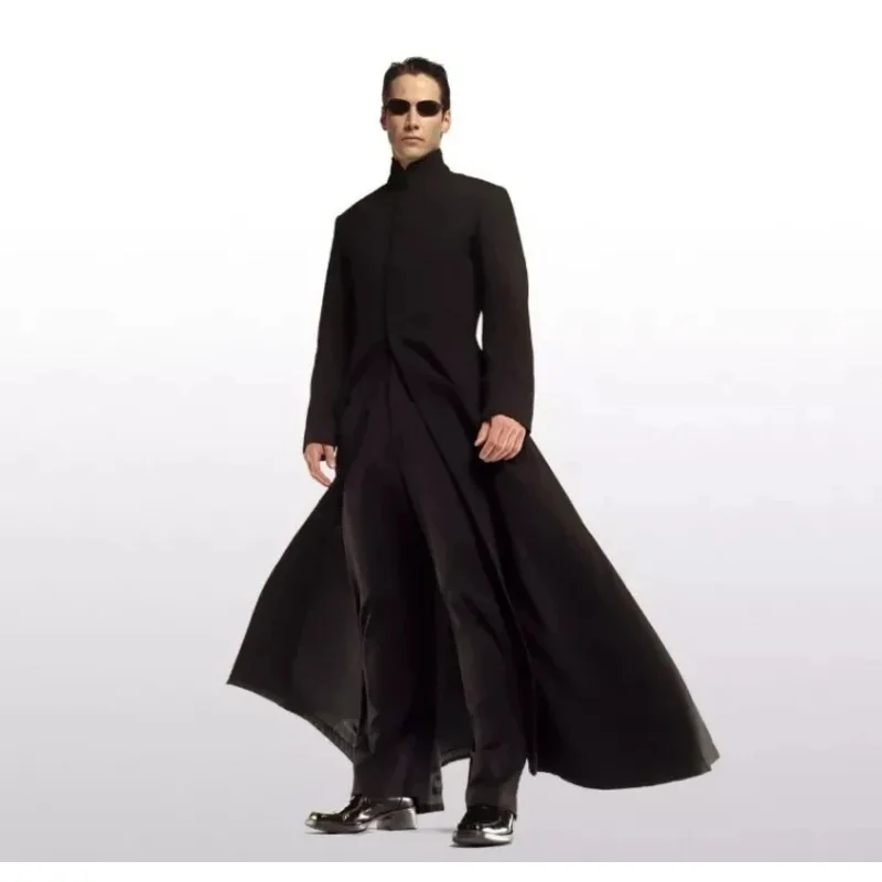 Matrix Cosplay Customised Black Coat Neo Cosplay Costume Trench Coat Women Men Halloween Cosplay Costume Glasses Accessoriies