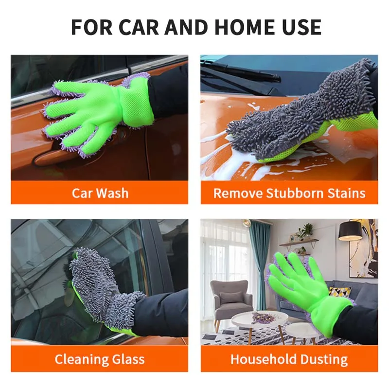 Double-sided Microfiber Car Wash Gloves Multifunctional Cleaning Brush Detailing Washing Gloves Car Cleaning Tool Home Use car cleaning gloves microfiber car mitt microfiber cleaning gloves microfiber washing gloves microfiber gloves