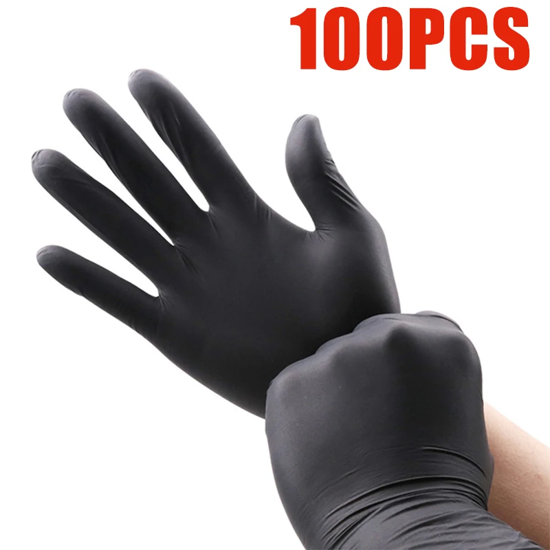 100Pack/150gPowder Free Nitrile Gloves Kitchen Household Clean Tool Garden/Barber/Makeup Disposable Waterproof Work Gloves disposable gloves nitrile gloves garden work gloves cleaning gloves