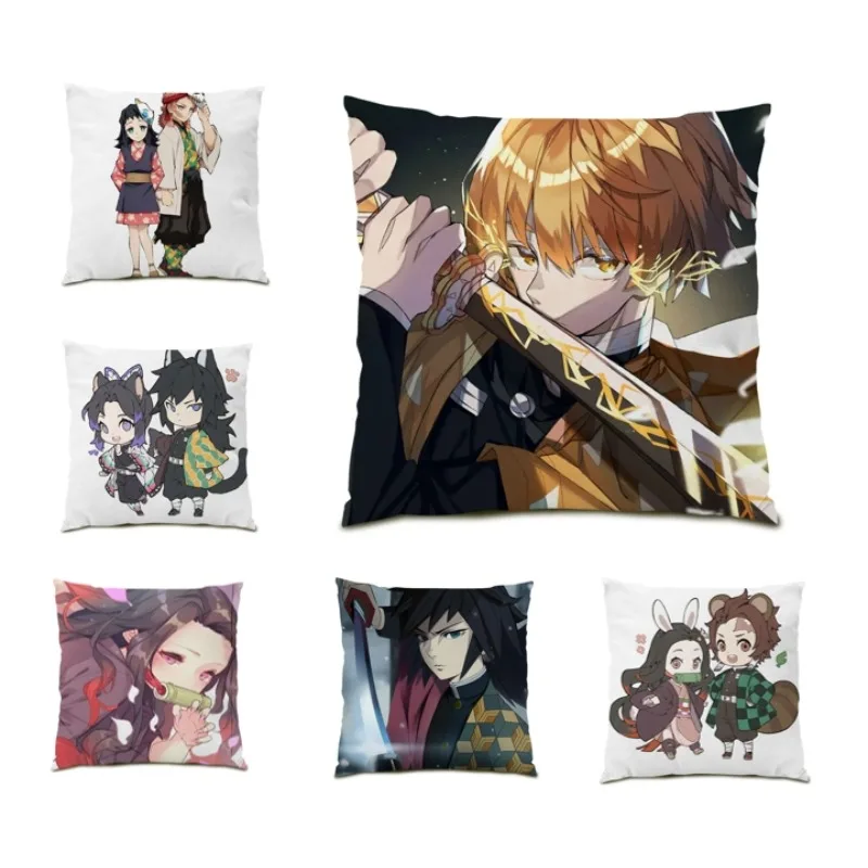 

Anime Pillow Case Cushion Cover 45x45 Portrait of Demon Slayer Living Room Decoration Cute Beautiful Girl New Year's Gift F2491