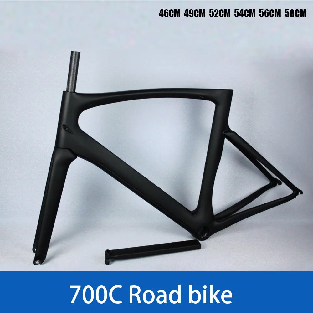 

Ultra-light 700C Road bike frame All carbon fiber T800 UD/3K/1K bike frame 46CM 49CM 52CM 54CM 56CM 58CM V-brake 950g bike frame