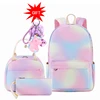Child Girl Backpack Elementary Student Bag Rainbow Kids Bookbag Teen Girls School Bag with Lunchbox Pencil Case Waterproof 1