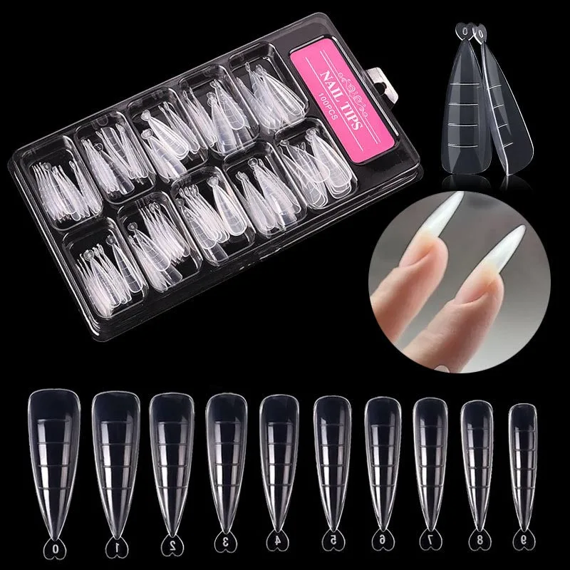 

MHOSHE 100Pcs Nail Forms False Nail Dual Nail Forms Molds Nail Tips Quick Building Mold Full Cover Nail Extension Tips Nail Tool