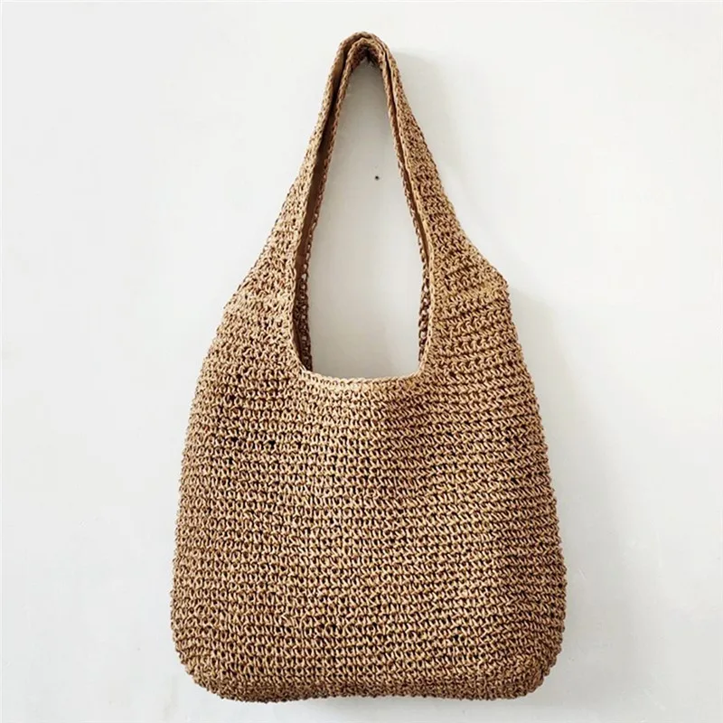 Casual Straw Women Shoulder Bags Wicker Woven Ladies Handmade Summer Beach Rattan Female Messenger Bag Large Totes