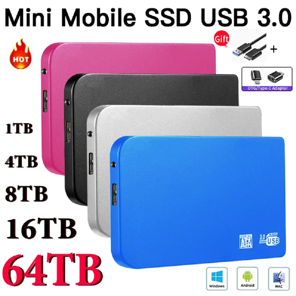 

New 1TB External hard drive 2tb USB 3.1 Mini portable ssd Type-C External Solid State Drive ssd hard disk for Laptop Mac PC
