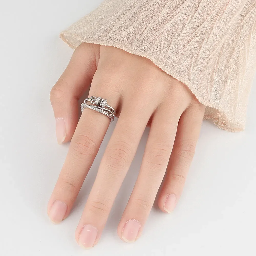 925 Sterling Silver Zircon Round Bead Spinner Rings for Women Anti Stress Rings Fashion Party Wedding Gift Anillo jljflda