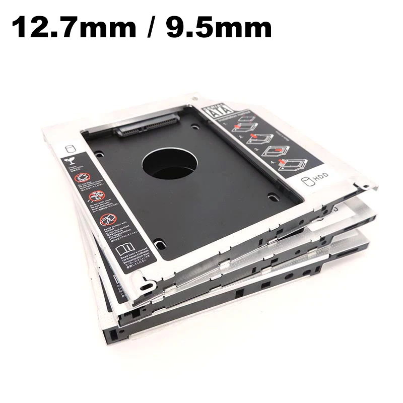 Aluminum 2nd Second Hdd Caddy Hard Disk Drive Case 9.5mm 12.7mm Optibay SATA 3.0 2.5'' SSD DVD CD-ROM Enclosure Adapterbox