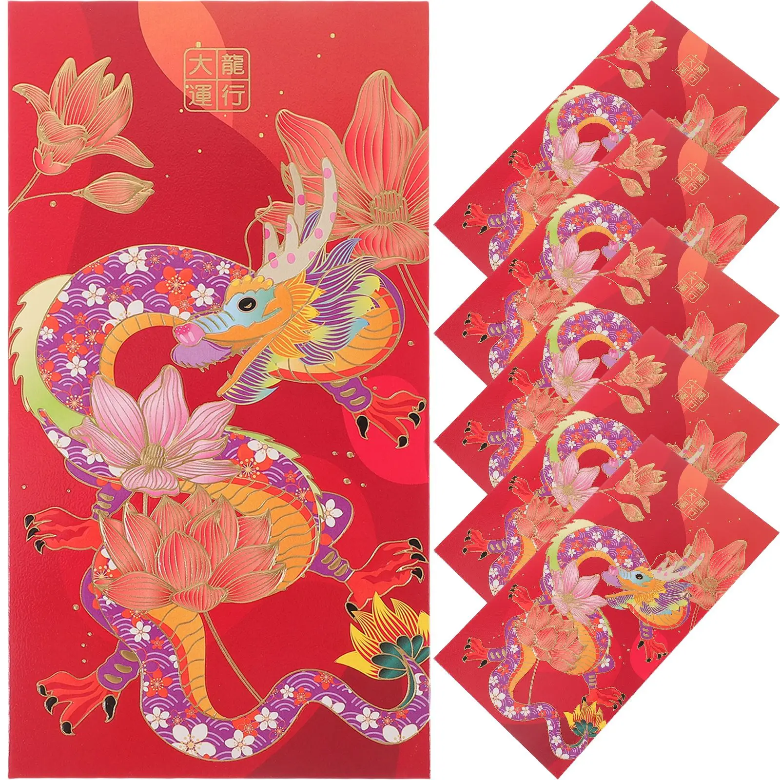 

Китайские новогодние красные конверты, 6 шт., бумажные красные конверты Hong Bao, конверты наличные