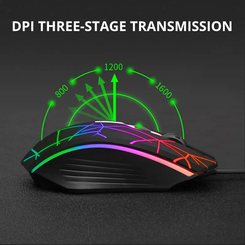 Computer Keyboard And Mouse Set USB Wired Game Colorful Backlight Mechanical Feel