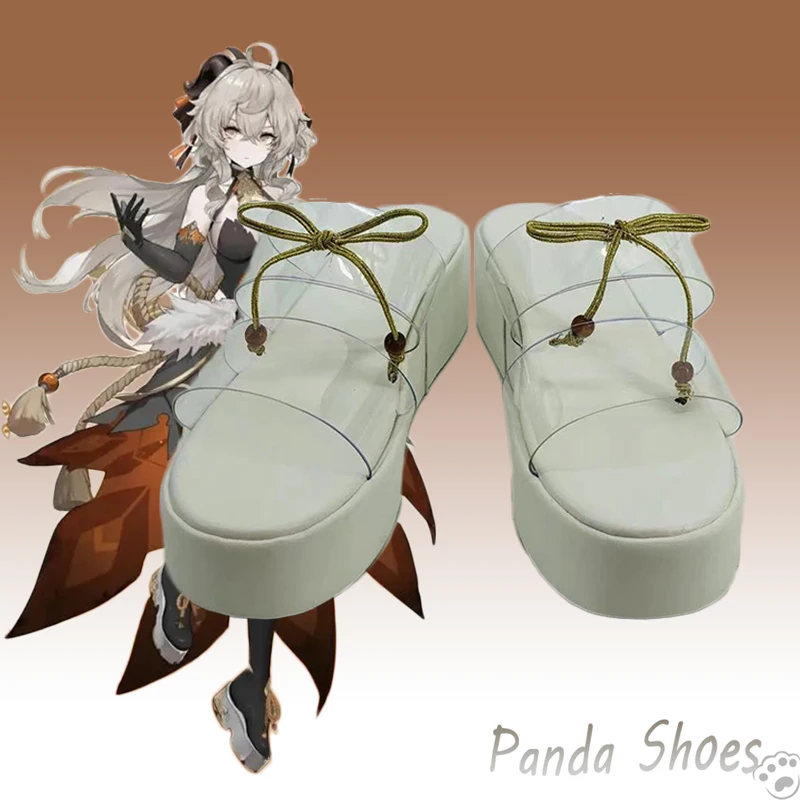 

Genshinimpact Ganyu Cosplay Shoes Anime Game Cos White Clogs Boots Gan Yu Cosplay Costume Prop Shoes for Con Halloween Party