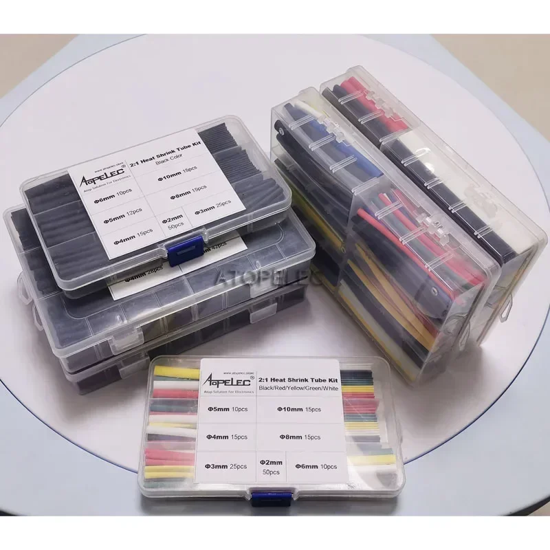 1 set 140/142/154/360pcs Combo Box Assorted 2:1 PE Heat Shrink Tube Insulation Cable Sleeve Sheath Wrap Wire DIY Kit