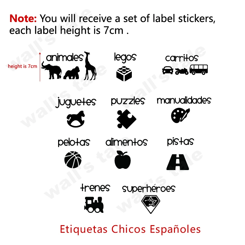 Spanish Girls Boys TOY LABELS Vinyl Sticker Etiquetas Español Niños Pegatina Etiquetas en Español Niñas Playroom Toy Bin Label