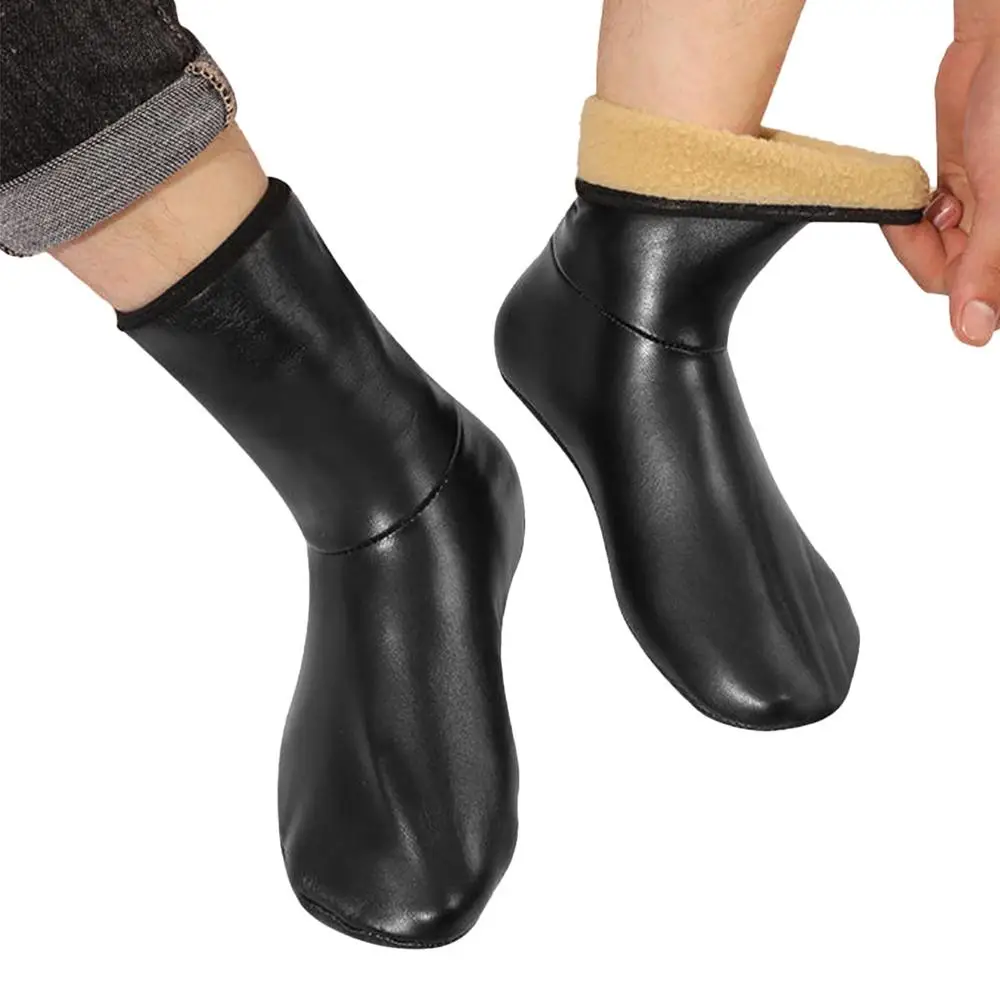 Leather Socks For Men Leather Clothing Cold Weather Soft Slipper Socks For Hiking Gym Yoga Dance Travel Sleeping Fishing Camping