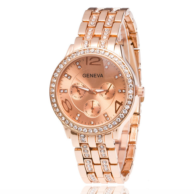 Luxury Brand Women Gold Stainless Steel Quartz Watches for Women Crystal Casual Wrist Watches Rhinestone Relogio Feminino
