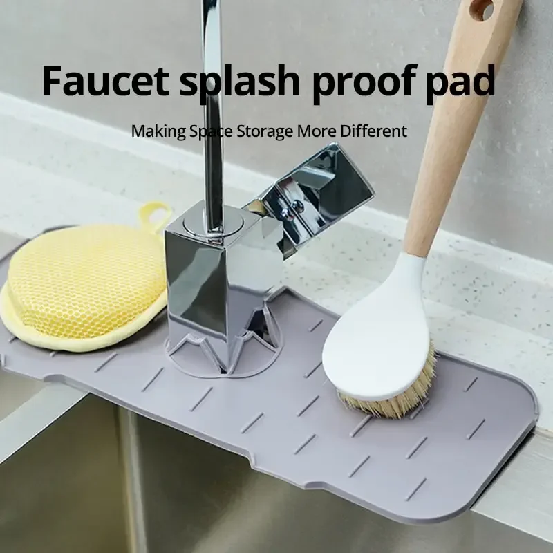 Kitchen Splash Guard Kitchen Sink Pad Kitchen Faucet Absorbent Mat Sink Splash Guard Silicone Drainage Drying Pad Countertop Protection essentials tools accessories