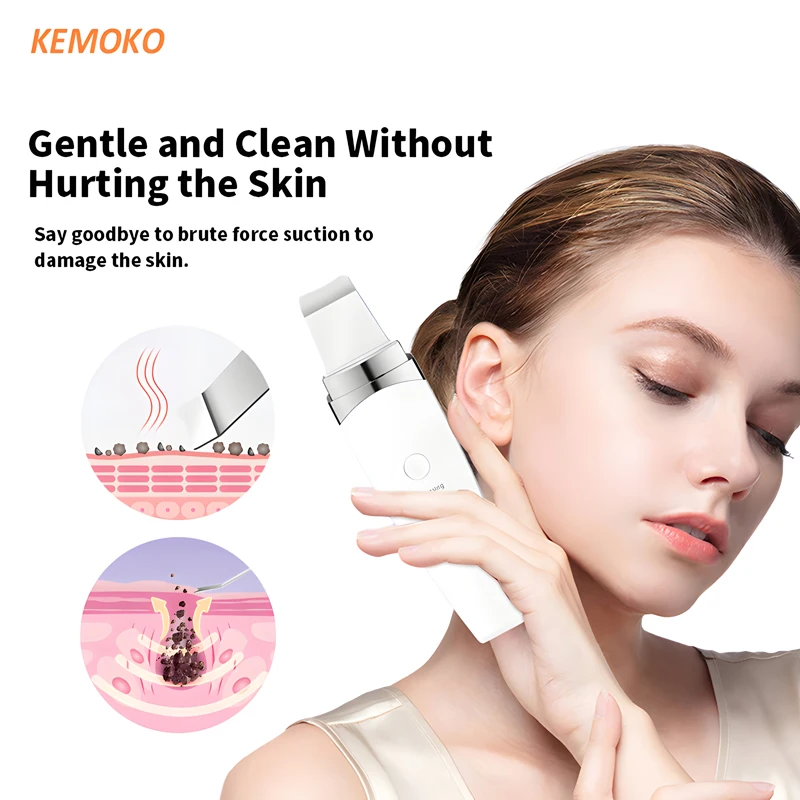 Ultrasonic Skin Scrubber Blackhead Remover Facial Cleanser Peeling Shovel Deep Face Cleaning Machine Spatula Face Beauty Device