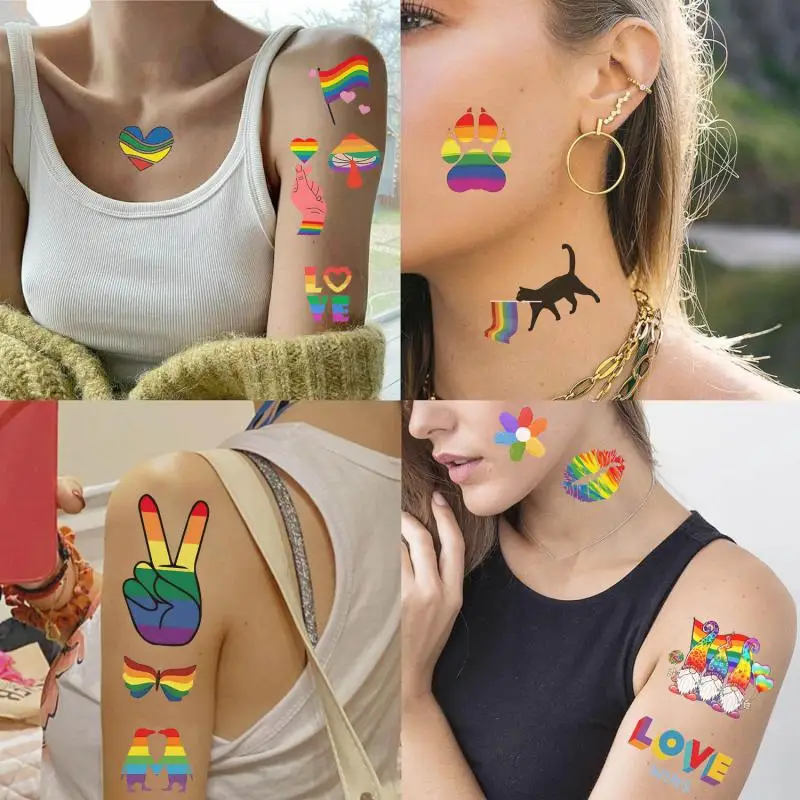 Tattoo Stickers 10Pcs Rainbow Funny Lgbt Gay Pride Party Toys Gift