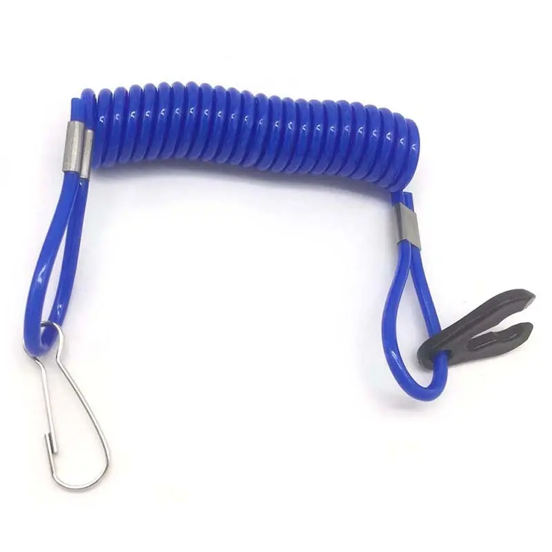 2PCS Jet Ski Safety Lanyard Tether Cord Boat Outboard Engine Safety Tether Blue Emergency Flameout Switch Drawstring motorboat engine stop lanyard