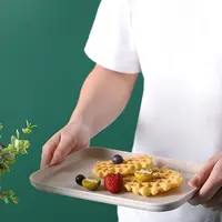 Plastic Wheat Straw Storage Tray Eco-friendly Large Capacity Rectangular Serving Tray Exquisite Fruit Salad Tray Hotel 2