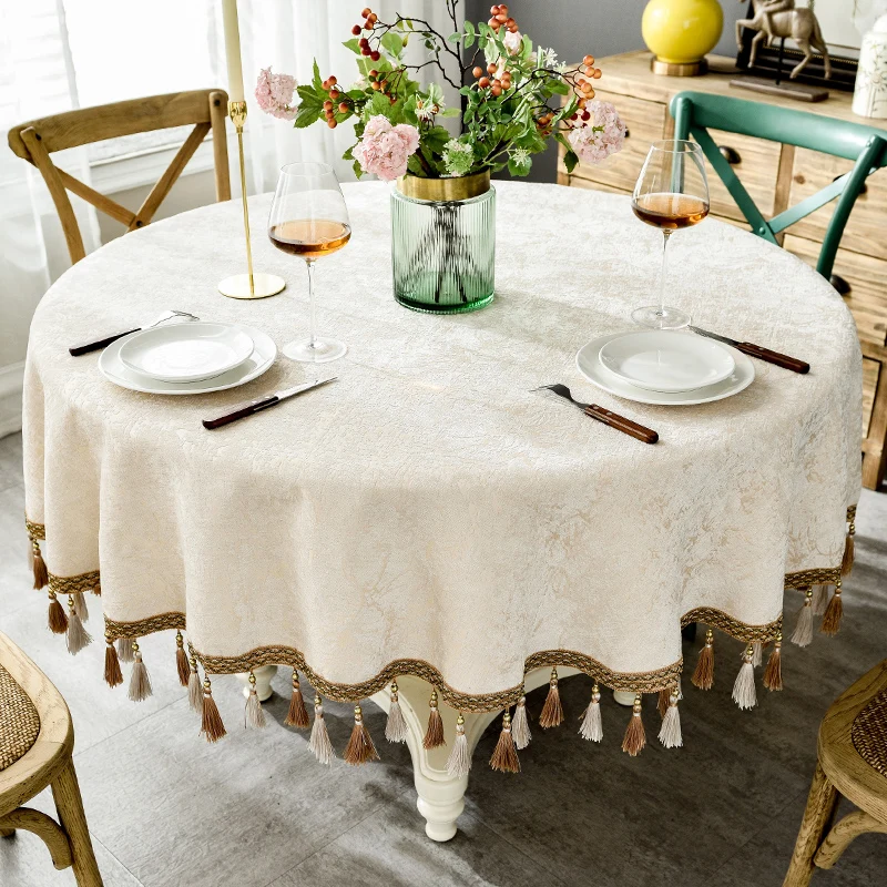 

Round Table Cloth Chenille Nordic European-style Thicken Chinese Round Table Cover Household Table Cloth