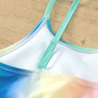 Girls' Tie-dye Printed Swimwear Kids Girls Swimsuit Two Pieces Bikini Set Ruffle Bathing Suits Flounced Tankini Swimwear 아기 수영복 6