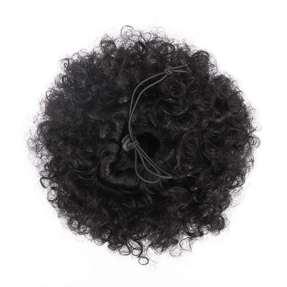 Afro Puff Drawstring Ponytail Synthetic Hair Extension Ombre Honey Colored Blonde Clip On Kinky Curly Ponytail