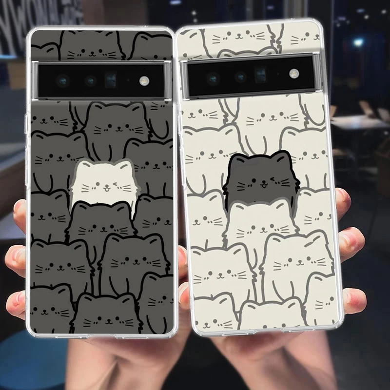 Adorable Cartoon Black Cat Soft Silicone Clear Phone Case