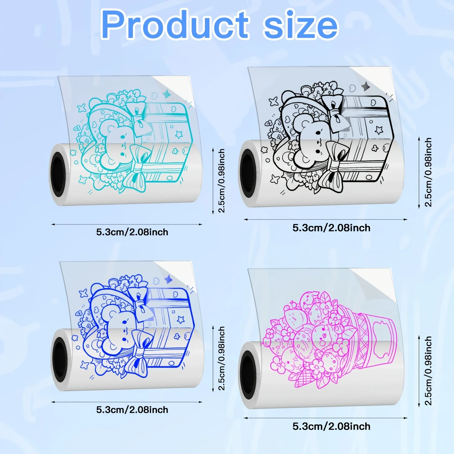 [Thermal Paper Rolls] Thermal Paper Rolls - Self-Noheat Sticky Labels, Compatible with Thermal Printers, Smartphones