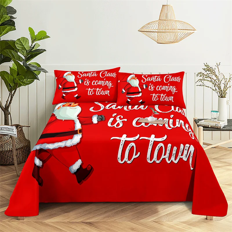 

Christmas Decorations Queen Sheet Set Santa Claus Bedding Set Bed Sheets and Pillowcases Kid's Bedding Flat Sheet Bed Sheet Set