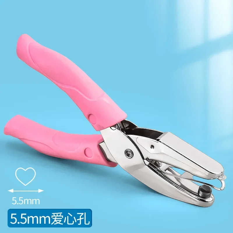 Xindojuz Small Star & Heart Hole Punch - 0.2 Inch Handheld Metal Craft Tool For Paper, Tags, DIY (Pink)