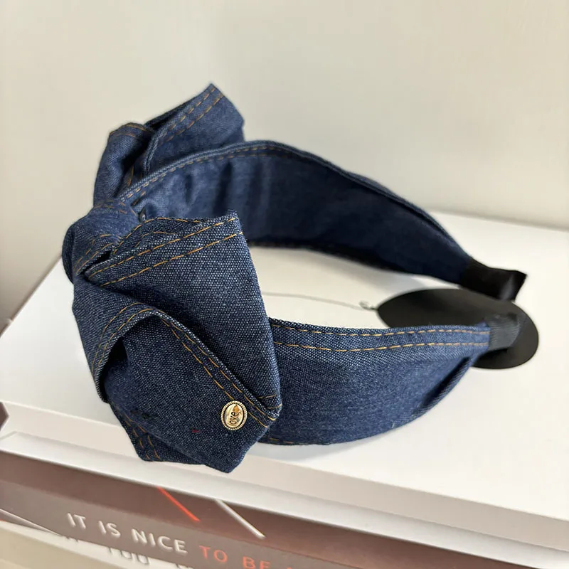 Haarbänder für Damen, einfarbig, einfache Schleife, breiter Rand, für Mädchen, modische, vielseitige Stirnbänder, japanische Haaraccessoires im Harajuku-Stil – Detail 6