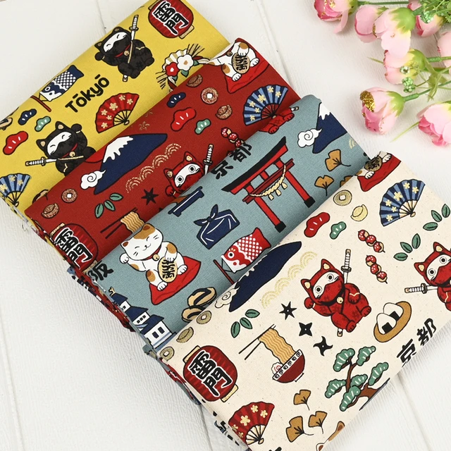 Half Yard Thicken Cotton Fabric With Japanese Soft Breeze Fortune Cat Print: A Perfect Choice for DIY Enthusiasts