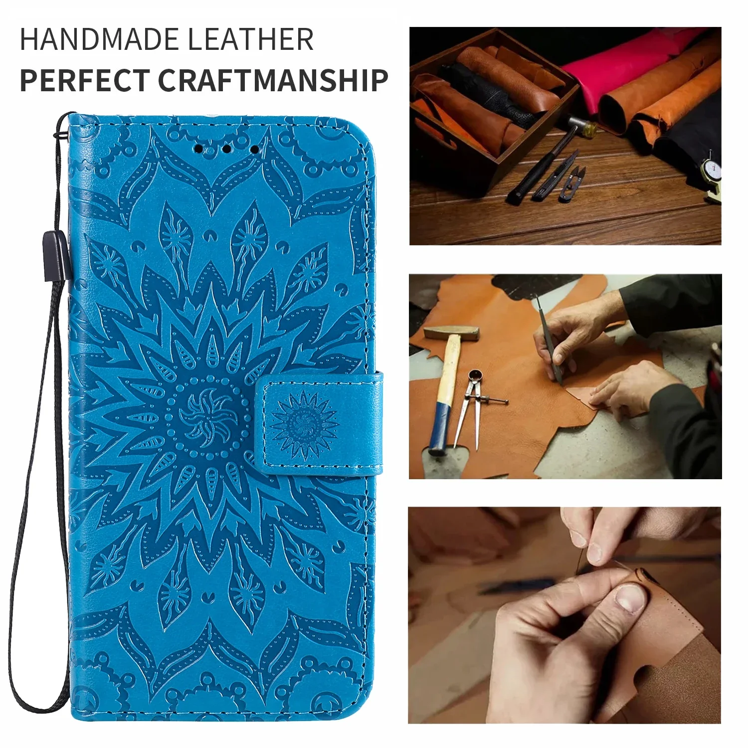 Elegant PU Leather Wallet Case with Flip Stand and Card Holder