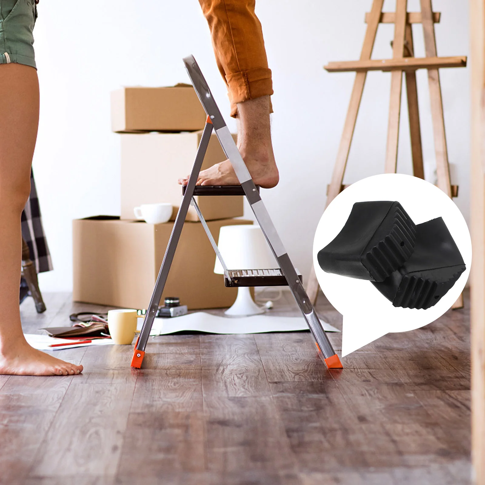 Ladder Feet Cover 4 Pcs Household Cushion Floor Protectors Table Legs Rubber Multi-function Foldable Stairs