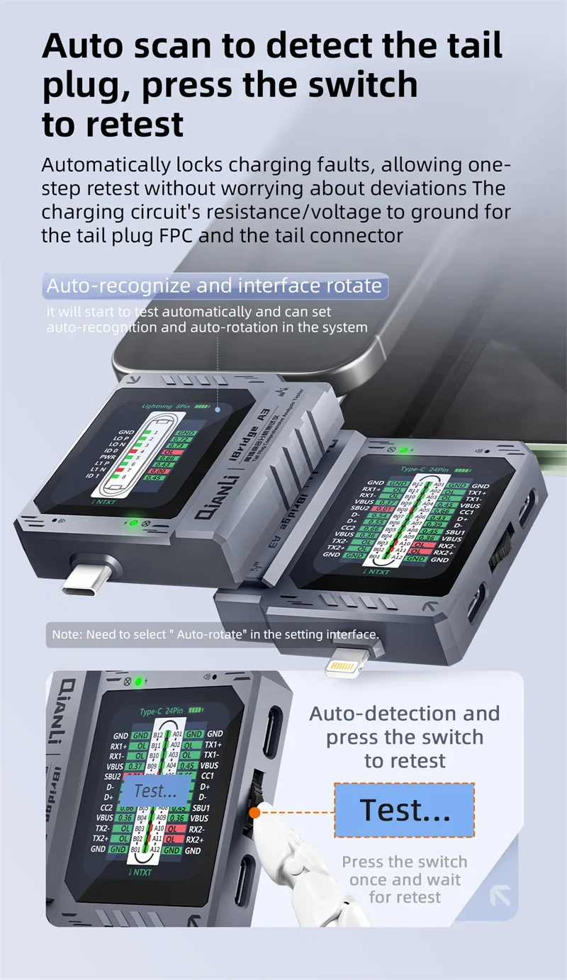 iBridge A3 phone tail plug analysis detector with built-in power supply for Appl