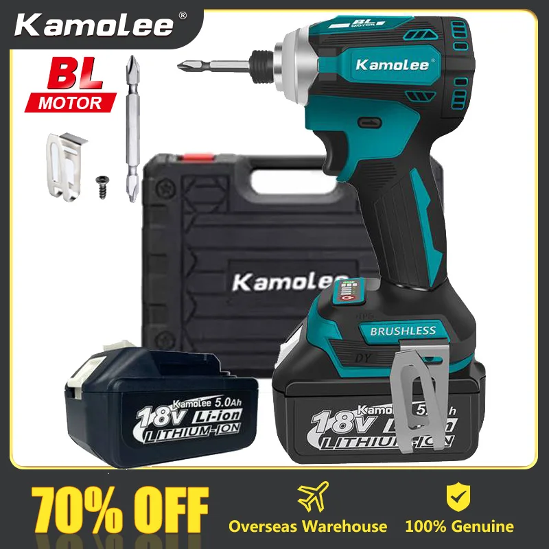 Kamolee 588Nm Avvitatore Elettrico A Percussione Senza Fili Avvitatore A 5 Velocità Utensile Elettrico 1/4 "Con 3 Luci A Led Per Batteria Makita