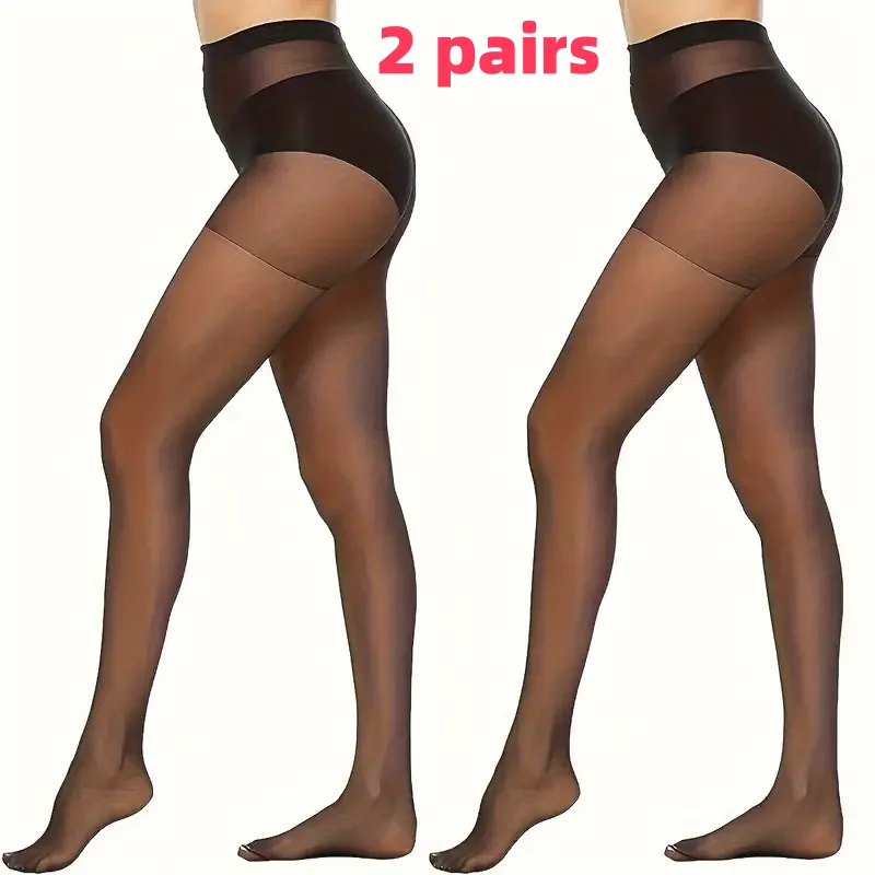 2/5pairs women's slim fit anti hook silk pantyhose high elasticity breathable ultra-thin bottom socks leggings
