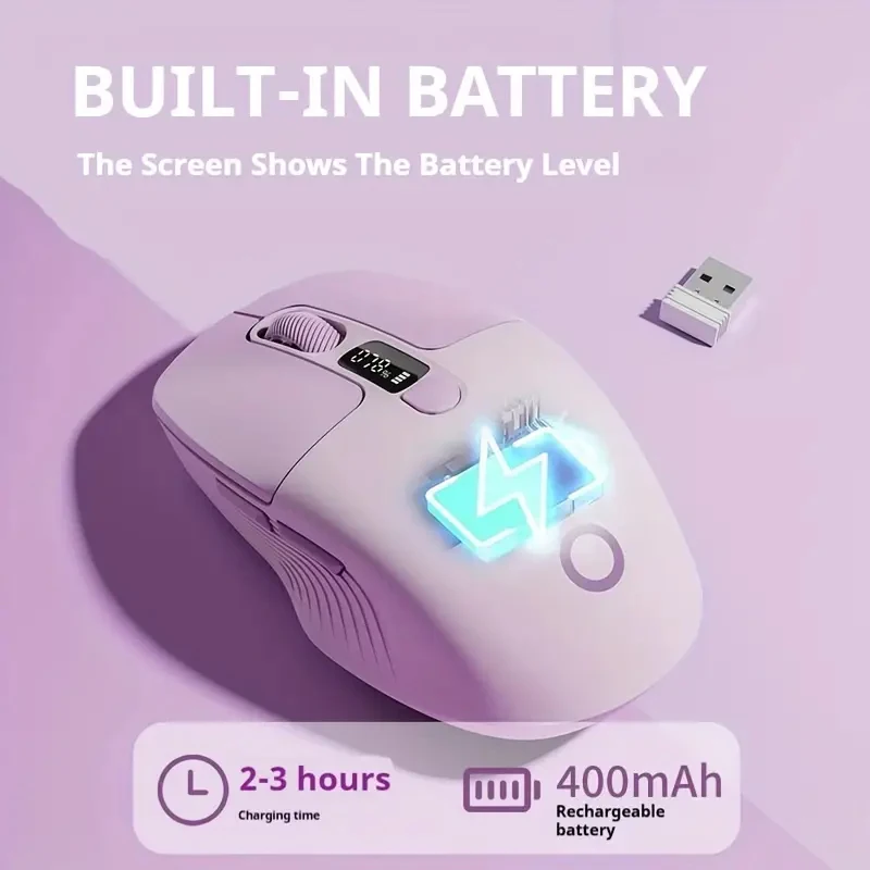 EWEADN Q1 Mini Wireless BT Rechargeable Silent Mouse With Type-c Charging Port With Remaining power display for Computers Mouses