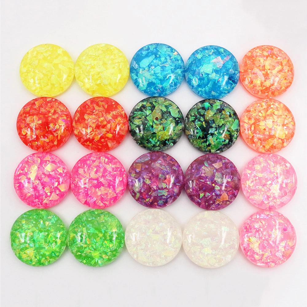 New Fashion Mix Color Flat Back Resin Cabochons with Built-in Metal Foil