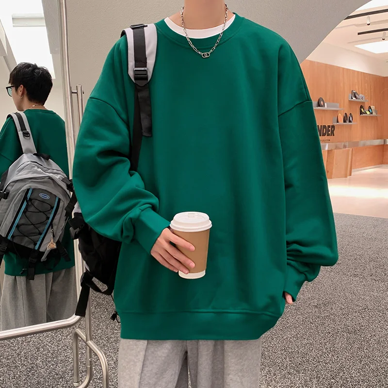 

Y2k Hip Hop Men Sweatshirts Fashion Solid Color Harajuku Oversized Streetwear Drop Shoulder Male Autumn Winter Fleece Hoodies
