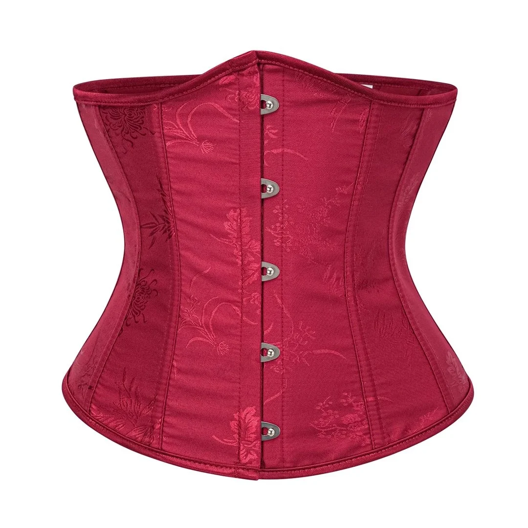 Elegant Wine Red Underbust Corset for Waist Training - Gothic Fashion